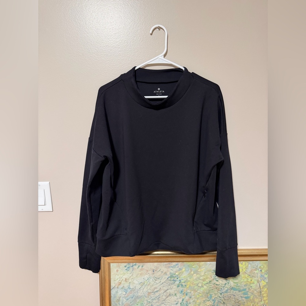 Athleta Black Oversized Scuba Pullover Sweatshirt Women’s Large Athleisure
